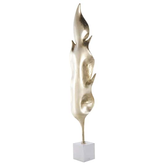 39.75" Gold Aluminum Leaf Textured Sculpture with White Marble Base